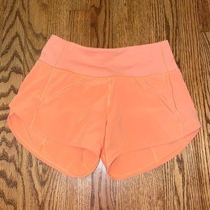 Orange lululemon speed up shorts